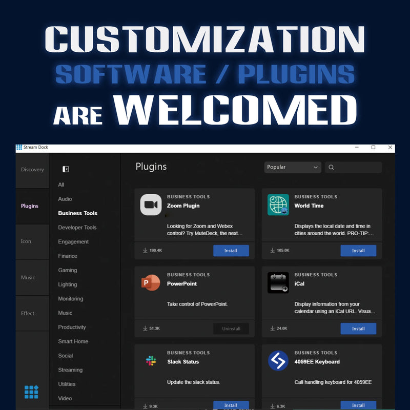 Visual Stream HAISEEN Dock Keyboard LCD Button 15Keys Live Content Creation Controller Customizable Windows/MacOS/Android/iOS