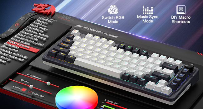 Redragon K673 PRO 75% Wireless Gasket RGB Gaming Keyboard, 3-Modes 81 Keys Compact Mechanical Keyboard Hot-Swap Red Switch